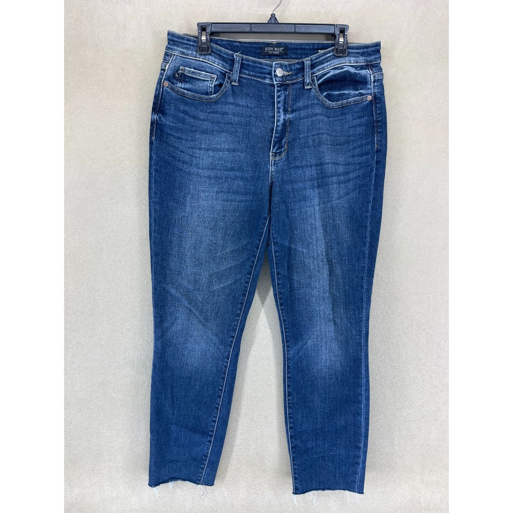 Judy Blue Los‎ Angeles Women's 11/30 Boyfriend Fit Blue Denim Jeans Raw Hem